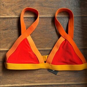 Vibrant Orange and Red Women's Swim Top